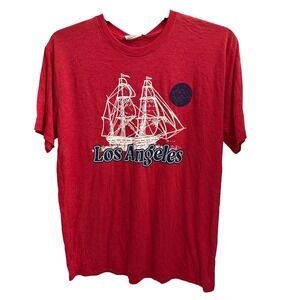 Where‎ I'm From Los Angeles T-Shirt Red Ship Graphic Tee Mens Large NWT